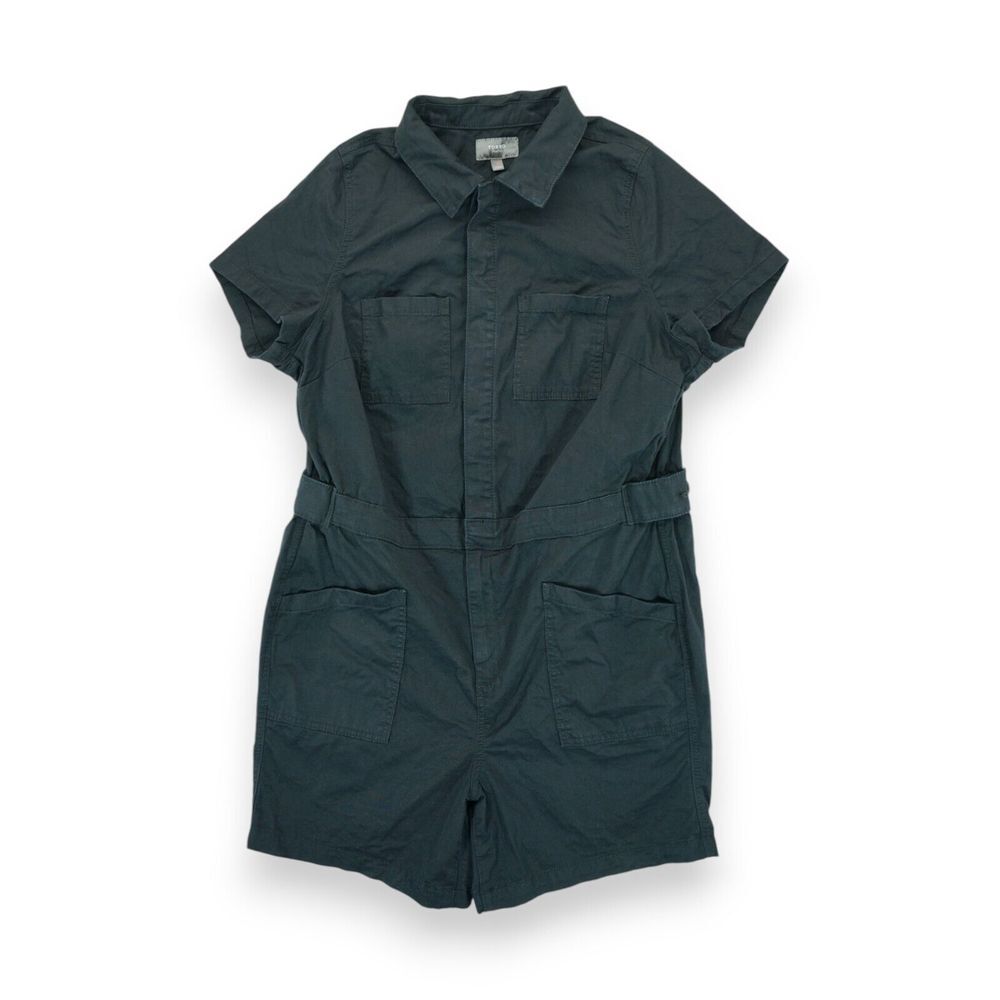 Torrid Button Front Romper Black Size 10 Pockets Short Sleeve